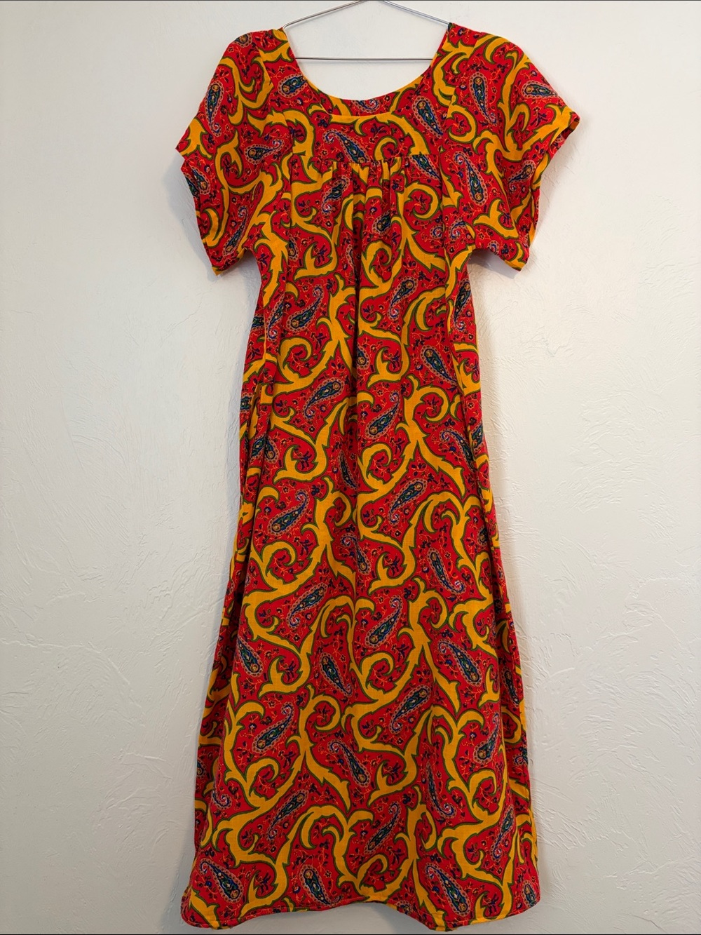 Vintage Paisley Resort Wear Kaftan Maxi Dress